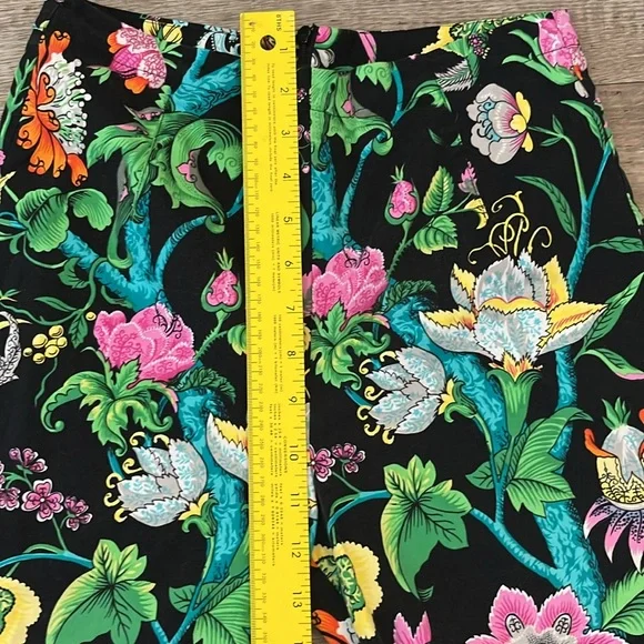 Vintage Staples Slacks Pants Black Vibrant Floral Print Size 6 - Picture 8 of 12